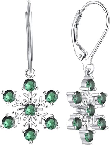 JO WISDOM 925 Sterling Silver White/Blue CZ Snowflake Leverback Earrings Drop & Dangle Earrings in Saudi Arabia