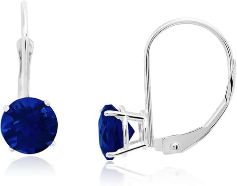 Solid 10k White or Yellow Gold Gemstone Dangle Earrings for Women with Leverback 6 mm Round Birthstone Earrings by MAX + STONE in Kuwait