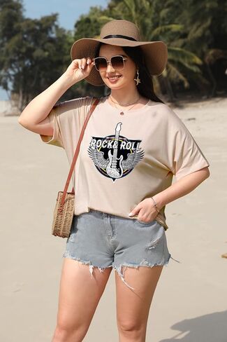 IN'VOLAND Women's Plus Size T-Shirt Summer Crew Neck Casual Tunic Tops Short Sleeve Loose Tee Tops in Kuwait