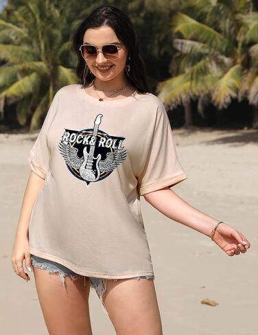 IN'VOLAND Women's Plus Size T-Shirt Summer Crew Neck Casual Tunic Tops Short Sleeve Loose Tee Tops in Kuwait