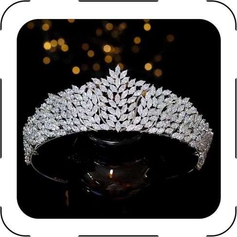 Jorsnovs كامل الزركون الزفاف التيجان والتيجان زركون مسابقة الشعر مجوهرات أغطية الرأس لفستان Quinceanera in Saudi Arabia