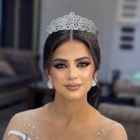 Jorsnovs كامل الزركون الزفاف التيجان والتيجان زركون مسابقة الشعر مجوهرات أغطية الرأس لفستان Quinceanera in Saudi Arabia