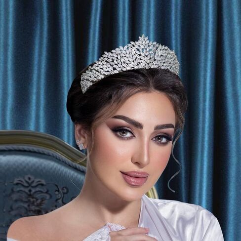 Jorsnovs كامل الزركون الزفاف التيجان والتيجان زركون مسابقة الشعر مجوهرات أغطية الرأس لفستان Quinceanera in Saudi Arabia