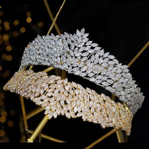 Jorsnovs كامل الزركون الزفاف التيجان والتيجان زركون مسابقة الشعر مجوهرات أغطية الرأس لفستان Quinceanera in Saudi Arabia