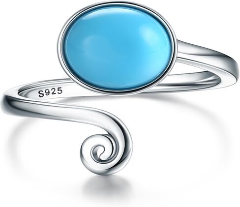 Florideco 925 الفضة الاسترليني خواتم القمر الفيروز خواتم المزاج خواتم للنساء حجر القمر خاتم اصبع القدم فتاة اصبع القدم الدائري ميدي الدائري النساء اليدوية خاتم الأحجار الكريمة خواتم in Kuwait