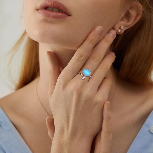 Florideco 925 الفضة الاسترليني خواتم القمر الفيروز خواتم المزاج خواتم للنساء حجر القمر خاتم اصبع القدم فتاة اصبع القدم الدائري ميدي الدائري النساء اليدوية خاتم الأحجار الكريمة خواتم in Kuwait