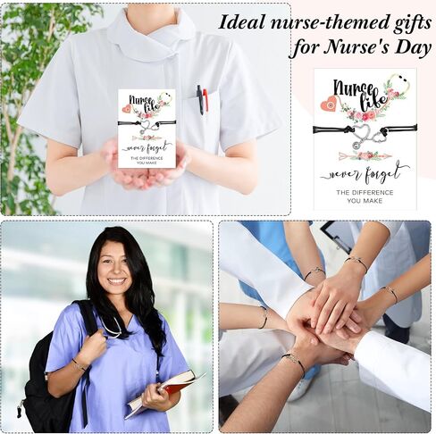 Yinkin 16 Pcs Christmas Bracelets for Women Nurse Blessing Card Gifts Thank You Nurse Appreciation Gifts Week Gifts Stethoscope Charm for Girl Bangle Greeting Bracelet in Saudi Arabia