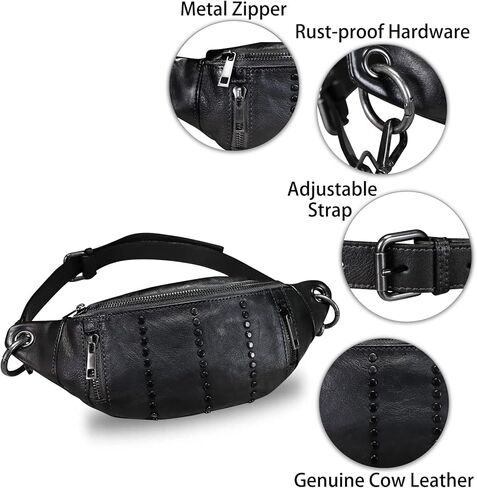 IVTG Genuine Leather Sling Bag for Women Fanny Bag Casual Hiking Daypack Crossbody Chest Bags Motorcycle Shoulder Backpack in Kuwait