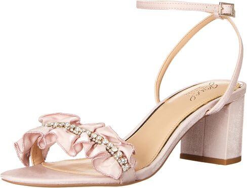 Jewel Badgley Mischka Desirie Ruffle Block Heel Sandal in Saudi Arabia