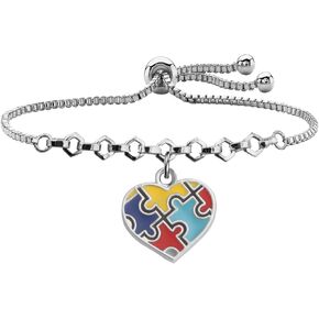LQRI Autism Awareness Bracelet Autism Puzzle Piece Bracelet Gift Autistic Children Autism Teacher Autistic Pathologist Gift