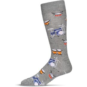 MeMoi Men's Embroidered Drums Bamboo Crew Socks in Saudi Arabia