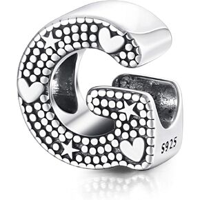 Sllaiss 925 فضة حرف الخرز سحر للنساء الرجال الذهب الأبيض مطلي ستار القلب الأولي حبة الأبجدية A-Z in Kuwait