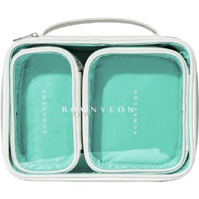 ROWNYEON 3Pcs Waterproof Clear Makeup Case for Travel,Portable Toiletry Bag Train Case Transparent Bag for Women Girls,Carry On Cosmetics Organizer with Zipper Handle (White) in Saudi Arabia