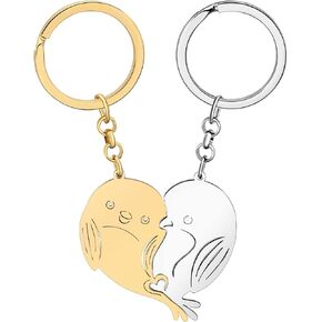 RAIDIN Valentines Day Gifts for Him Her Cute Bunny Cat Dog Dolphin Bird Couple Keychain Keyring for Boyfriend Girlfriend in Kuwait