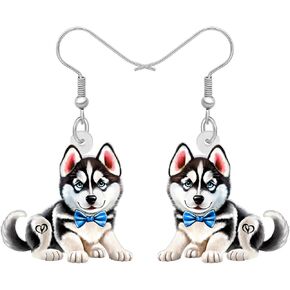 BAMAY Acrylic Funny Siberian Husky Earrings Dangle Drop Puppy Jewelry Cute Pets Dog Gifts for Women Girls Dog Lovers Charms Decor