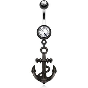 حلقة زر بطن فولاذية جراحية 316L سوداء بمرساة IP من ديناميك in Kuwait