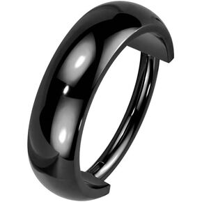 Pierced Owl 16GA G23 Implant Grade Titanium Thick Domed Cuff Hinged Segment Ring