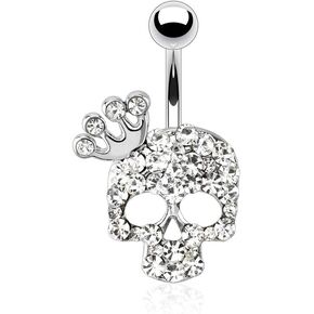 حلقة بزر بطن من الفولاذ المقاوم للصدأ 316L على شكل جمجمة مرصعة بأحجار كريمة مرصعة بأحجار الراين من ديناميك in Kuwait