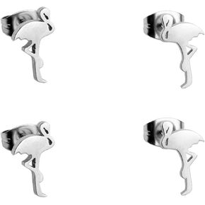 أقراط فلامينجو مرصعة بزوجين من الفولاذ المقاوم للصدأ أقراط فلامينجو استوائية رائعة للفتيات الصديقات والنساء in Kuwait