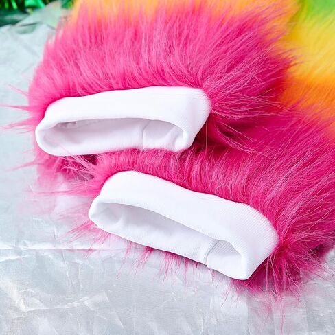 Bmirth Fur Leg Warmers Mardi Gras Leg Warmers Fuzzy Color Long Boots Cuff Cover Leg Warmers St Patricks Day Costume in Saudi Arabia