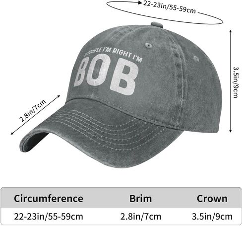 of Course I'm Right I'm Bob Hat for Men Baseball Caps Vintage Cap in Saudi Arabia