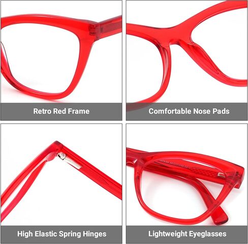 Zeelool Stylish TR90 Oversized Cat Eye Glasses with Non-prescription Clear Lens for Women Raegan OT964573 in Saudi Arabia