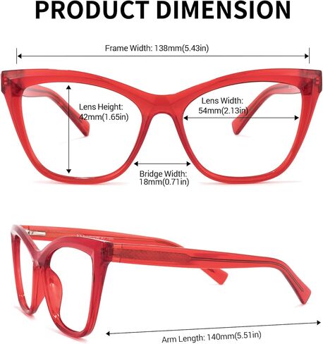 Zeelool Stylish TR90 Oversized Cat Eye Glasses with Non-prescription Clear Lens for Women Raegan OT964573 in Saudi Arabia