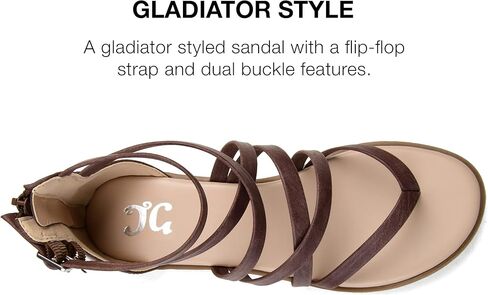 صنادل Zailie Gladiator النسائية من مجموعة Journee بتصميم قفص متعدد الأشرطة ووسادة قدم إسفنجية مريحة من Tru in Kuwait