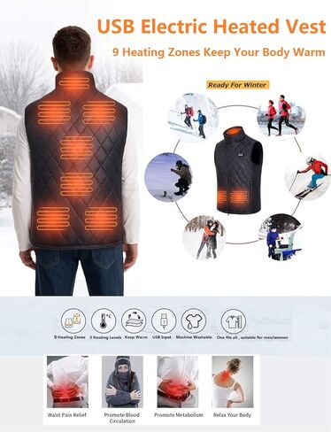 Deceny CB Heated Vest for Men Women, Heated Vest with Battery Pack Included Rechargeable, Electric Heated Jacket for Hunting Camping（Dark black,XL）, Dark Black, XL in Kuwait