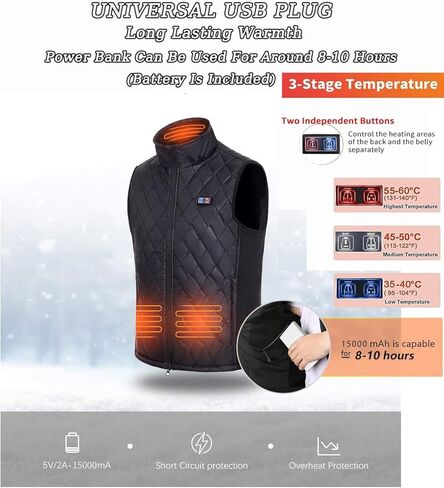Deceny CB Heated Vest for Men Women, Heated Vest with Battery Pack Included Rechargeable, Electric Heated Jacket for Hunting Camping（Dark black,XL）, Dark Black, XL in Kuwait