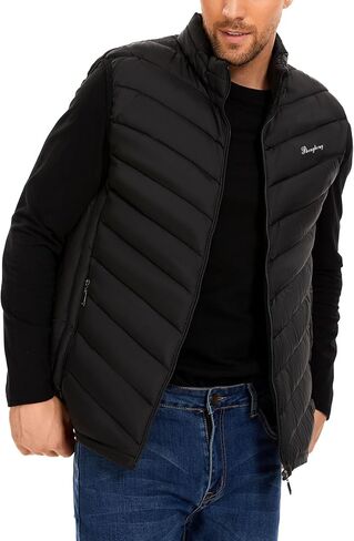 YKR Mens Puffer Vest Quilted Winter Padded Sleeveless Jackets Gilet Coat for Casual Work Travel Outdoor Black L in Saudi Arabia