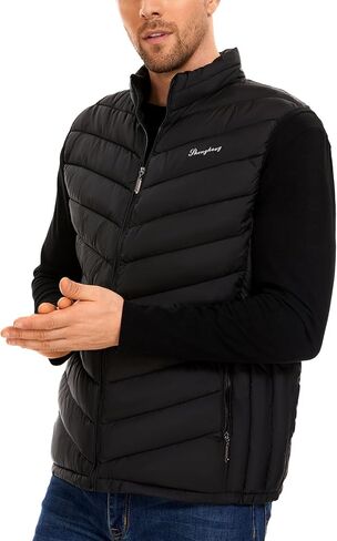 YKR Mens Puffer Vest Quilted Winter Padded Sleeveless Jackets Gilet Coat for Casual Work Travel Outdoor Black L in Saudi Arabia