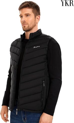YKR Mens Puffer Vest Quilted Winter Padded Sleeveless Jackets Gilet Coat for Casual Work Travel Outdoor Black L in Saudi Arabia
