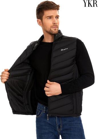 YKR Mens Puffer Vest Quilted Winter Padded Sleeveless Jackets Gilet Coat for Casual Work Travel Outdoor Black L in Saudi Arabia