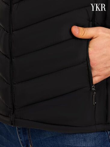 YKR Mens Puffer Vest Quilted Winter Padded Sleeveless Jackets Gilet Coat for Casual Work Travel Outdoor Black L in Saudi Arabia
