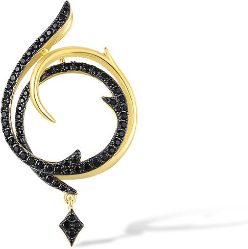 Santuzza 925 Sterling Silver Swirl Gemstone Pendant Black Spinel 14K Yellow Gold Plated Round Pendants for Women in Saudi Arabia