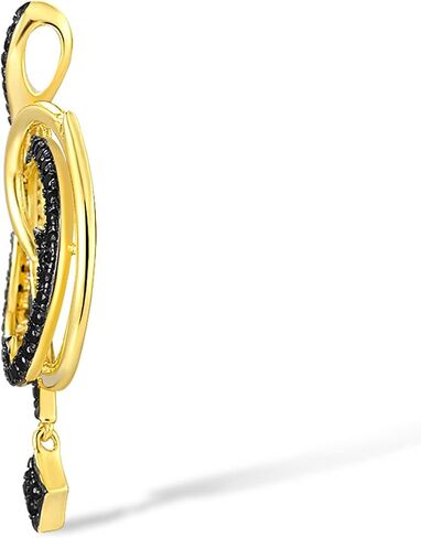 Santuzza 925 Sterling Silver Swirl Gemstone Pendant Black Spinel 14K Yellow Gold Plated Round Pendants for Women in Saudi Arabia