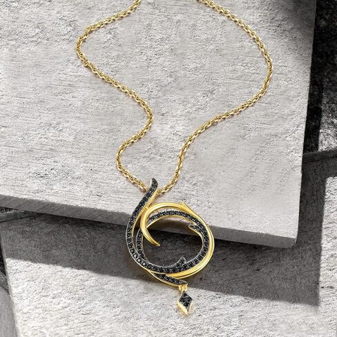 Santuzza 925 Sterling Silver Swirl Gemstone Pendant Black Spinel 14K Yellow Gold Plated Round Pendants for Women in Saudi Arabia