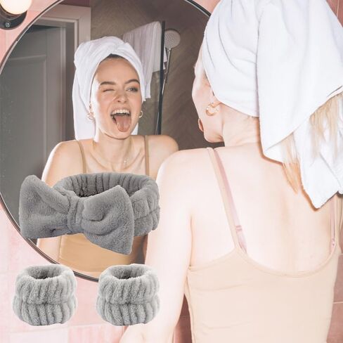 Skincare Wristbands and Headbands for Washing Face Spa Headband for Washing Face for Women Girls Makeup Headband for Washing Face for Girls Women Wrist Towels for Washing Face and Headband in Saudi Arabia