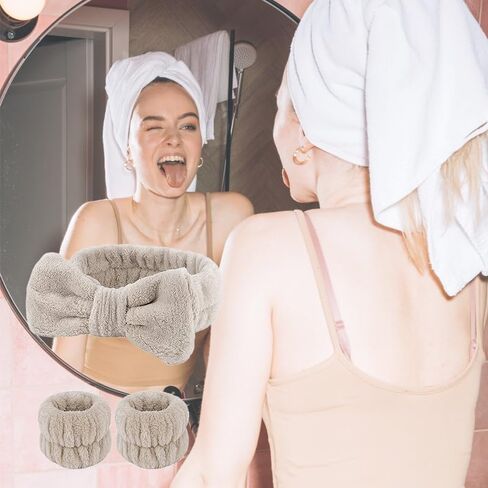 Skincare Wristbands and Headbands for Washing Face Spa Headband for Washing Face for Women Girls Makeup Headband for Washing Face for Girls Women Wrist Towels for Washing Face and Headband in Saudi Arabia