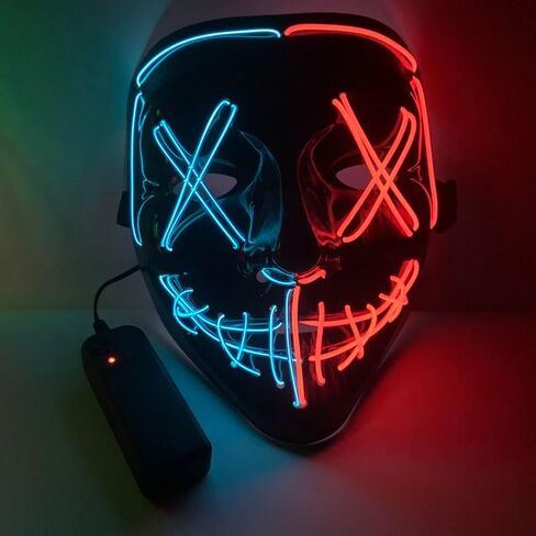 هاجابوم، قناع إضاءة تطهير الهالوين، قناع LED، قناع متوهج، حفلة الهالوين، حفلة الهالوين، للرجال والنساء... in Kuwait