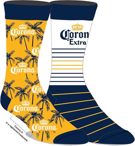 Bioworld 2-Pack of Refreshing Corona Adult Crew Socks - Sip into Style and Comfort! in Saudi Arabia