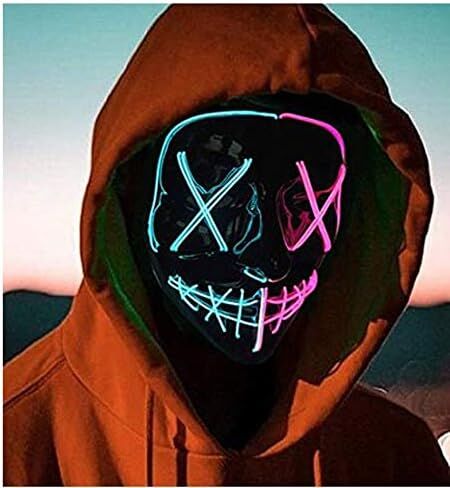 هاجابوم، قناع إضاءة تطهير الهالوين، قناع LED، قناع متوهج، حفلة الهالوين، حفلة الهالوين، للرجال والنساء... in Kuwait