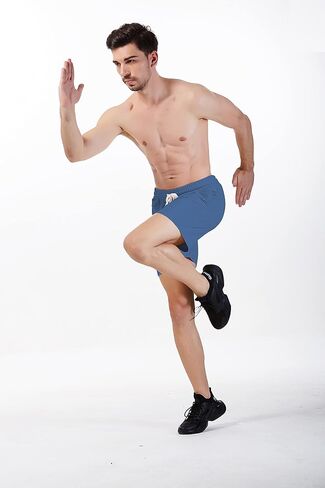 Arloesi Mens Athletic Workout 5.5" Cotton Sweat Shorts with Pockets in Saudi Arabia
