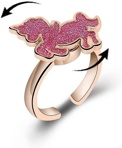 COLORFUL BLING Cute Cartoon Spinner Strawberry Planets Flowers Rings for Little Girls Adjustable Fidget Rotating Lovely Mushroom Ring Anxiety Women Jewelry in Saudi Arabia