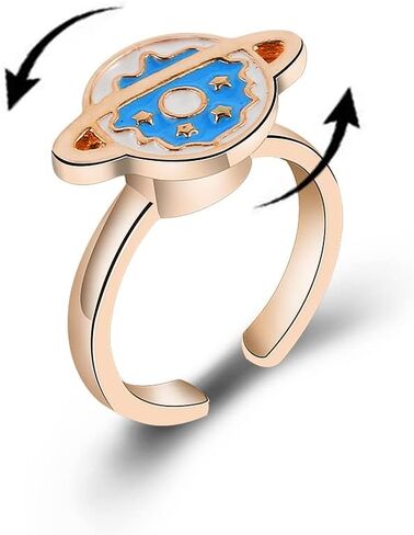 COLORFUL BLING Cute Cartoon Spinner Strawberry Planets Flowers Rings for Little Girls Adjustable Fidget Rotating Lovely Mushroom Ring Anxiety Women Jewelry in Saudi Arabia