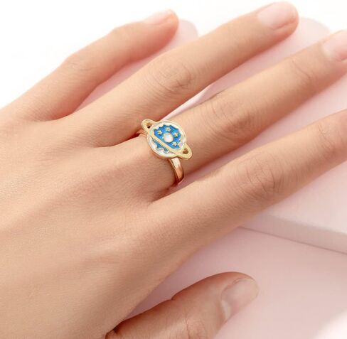 COLORFUL BLING Cute Cartoon Spinner Strawberry Planets Flowers Rings for Little Girls Adjustable Fidget Rotating Lovely Mushroom Ring Anxiety Women Jewelry in Saudi Arabia