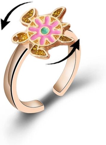 COLORFUL BLING Cute Cartoon Spinner Strawberry Planets Flowers Rings for Little Girls Adjustable Fidget Rotating Lovely Mushroom Ring Anxiety Women Jewelry in Saudi Arabia