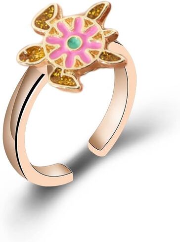 COLORFUL BLING Cute Cartoon Spinner Strawberry Planets Flowers Rings for Little Girls Adjustable Fidget Rotating Lovely Mushroom Ring Anxiety Women Jewelry in Saudi Arabia