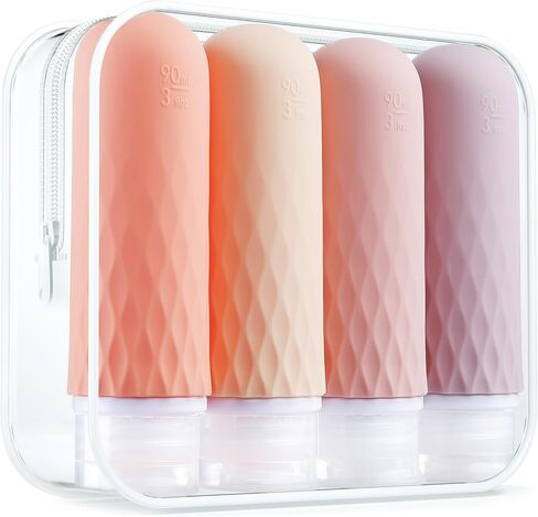 Gemice Travel Size Bottles for Toiletries,Tsa Approved 3oz Portable Travel Bottles, BPA Free Leak Proof Squeezable Travel Size Containers, Travel Accessories for Shampoo Conditioner Lotion (4 Pack) in Saudi Arabia